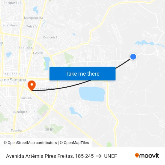 Avenida Artêmia Pires Freitas, 185-245 to UNEF map