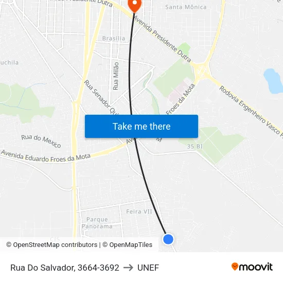 Rua Do Salvador, 3664-3692 to UNEF map
