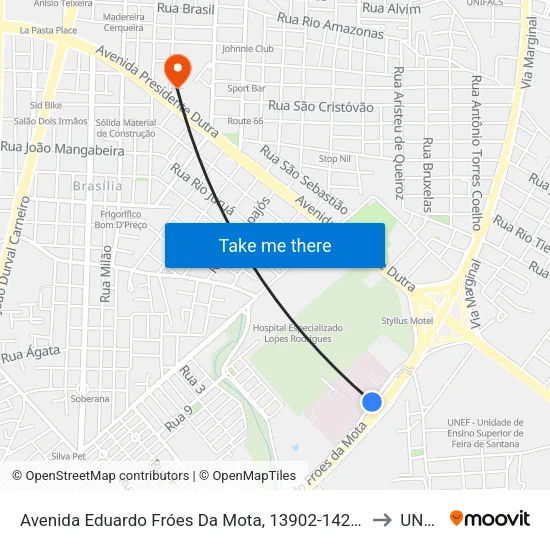 Avenida Eduardo Fróes Da Mota, 13902-14222 to UNEF map