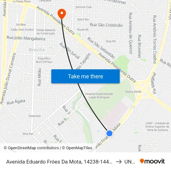 Avenida Eduardo Fróes Da Mota, 14238-14402 to UNEF map