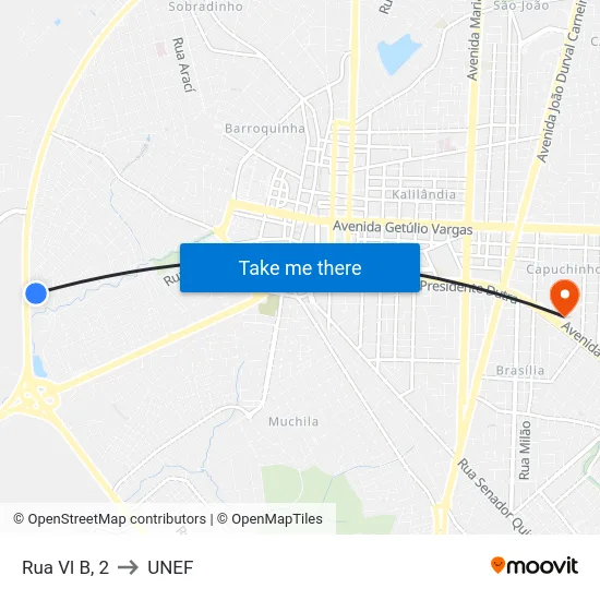 Rua Vl B, 2 to UNEF map
