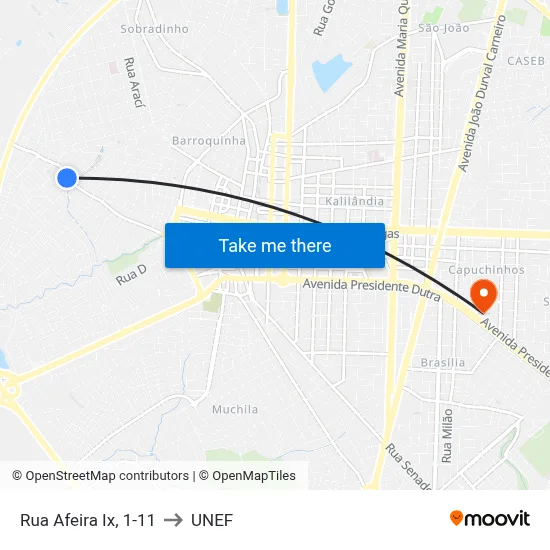 Rua Afeira Ix, 1-11 to UNEF map