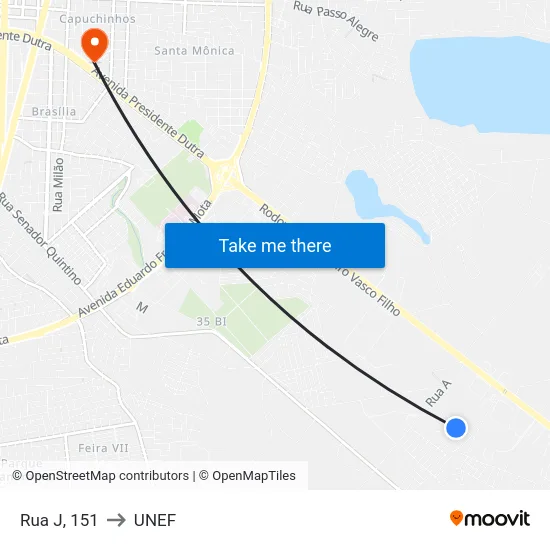 Rua J, 151 to UNEF map