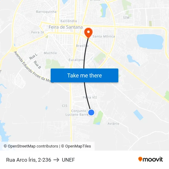 Rua Arco Íris, 2-236 to UNEF map