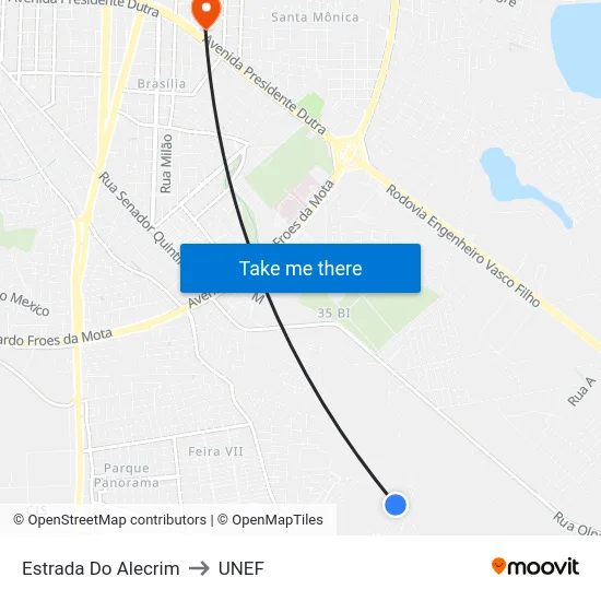 Estrada Do Alecrim to UNEF map
