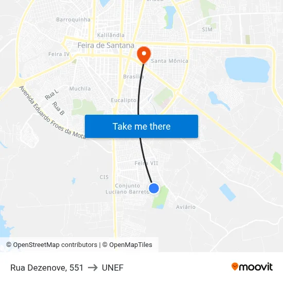 Rua Dezenove, 551 to UNEF map