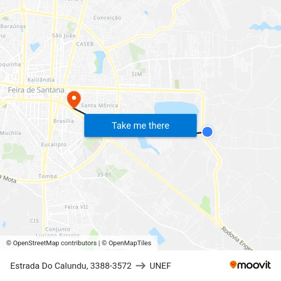 Estrada Do Calundu, 3388-3572 to UNEF map