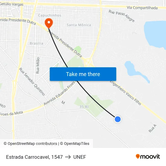 Estrada Carrocavel, 1547 to UNEF map