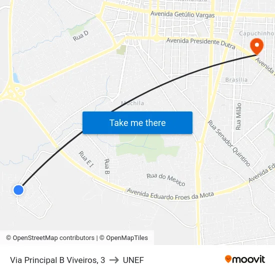 Via Principal B Viveiros, 3 to UNEF map