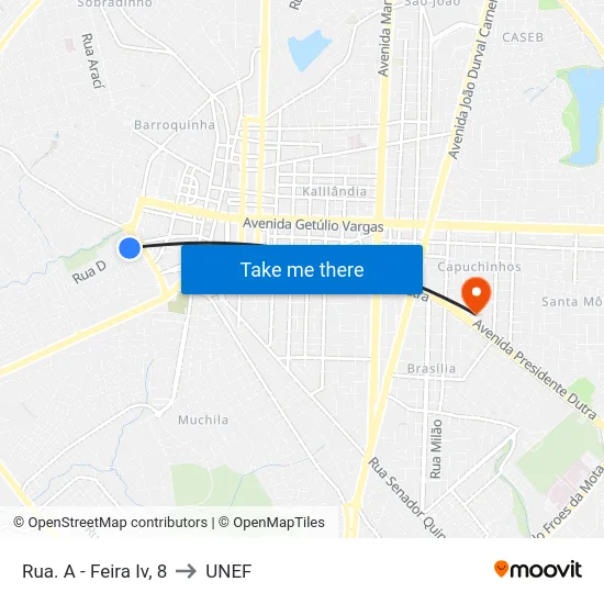 Rua. A - Feira Iv, 8 to UNEF map