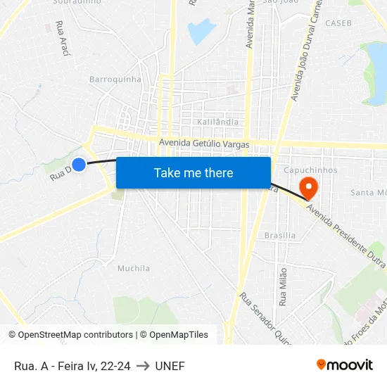 Rua. A - Feira Iv, 22-24 to UNEF map