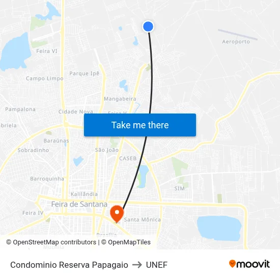 Condominio Reserva Papagaio to UNEF map