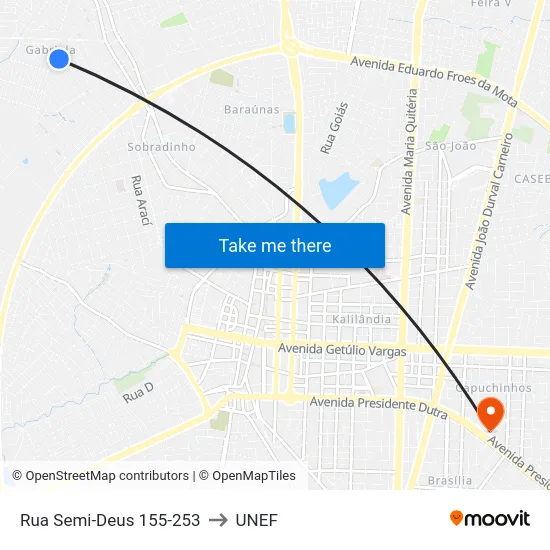 Rua Semi-Deus 155-253 to UNEF map