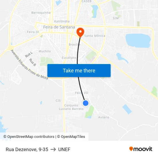 Rua Dezenove, 9-35 to UNEF map