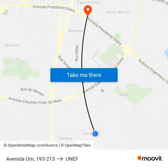 Avenida Um, 193-213 to UNEF map