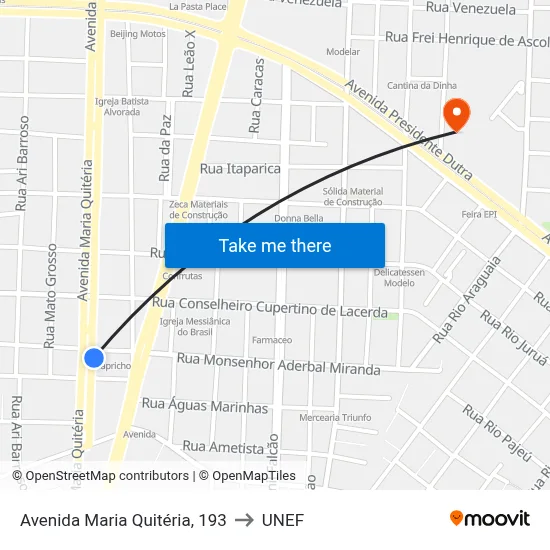 Avenida Maria Quitéria, 193 to UNEF map
