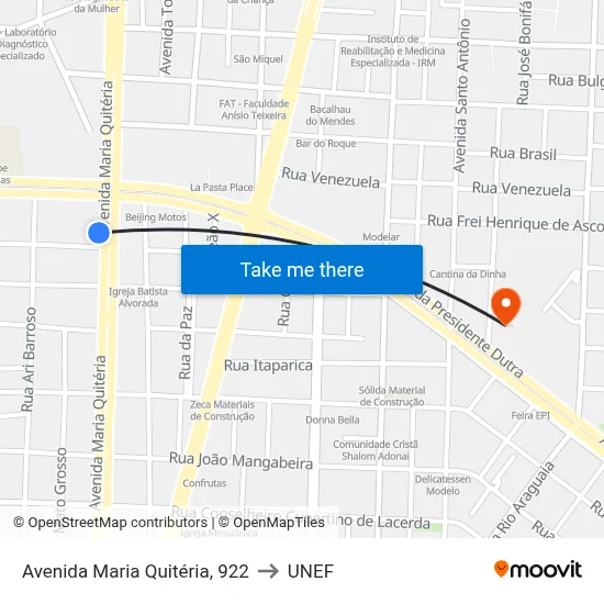 Avenida Maria Quitéria, 922 to UNEF map
