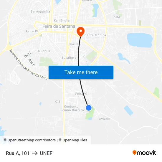 Rua A, 101 to UNEF map