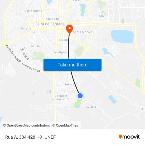 Rua A, 334-428 to UNEF map