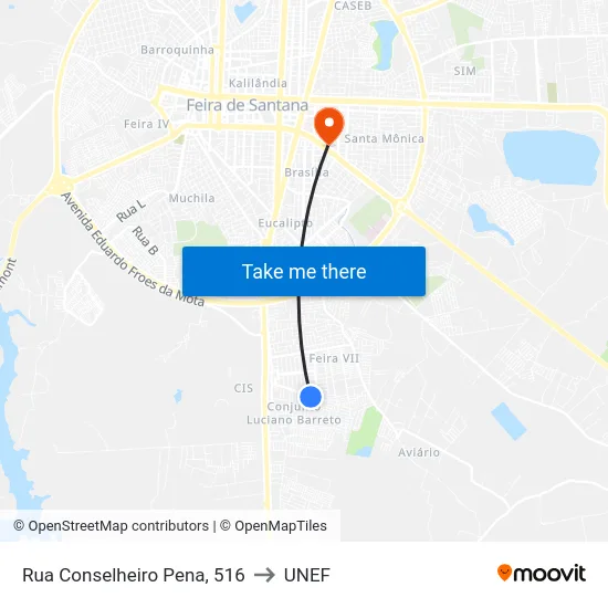 Rua Conselheiro Pena, 516 to UNEF map