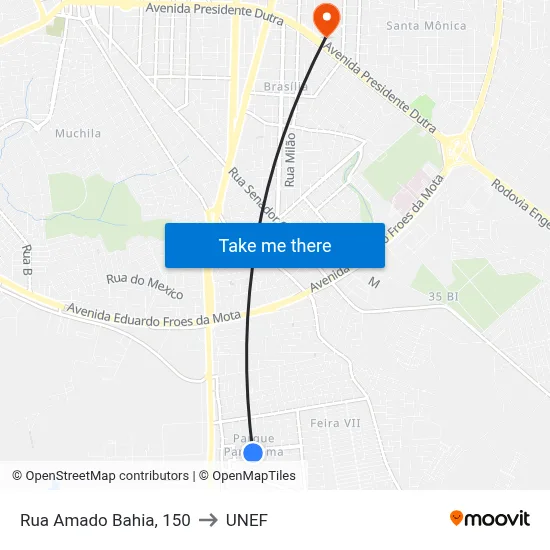 Rua Amado Bahia, 150 to UNEF map