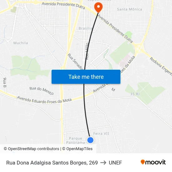 Rua Dona Adalgisa Santos Borges, 269 to UNEF map
