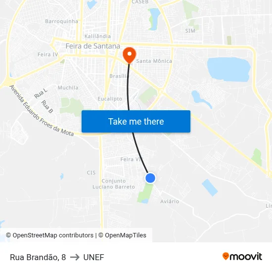 Rua Brandão, 8 to UNEF map