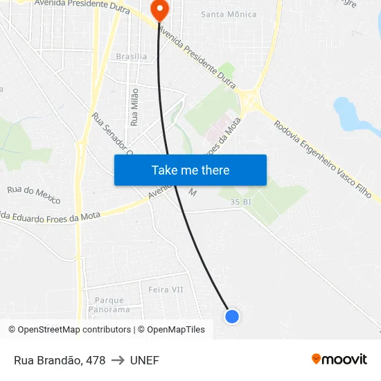 Rua Brandão, 478 to UNEF map