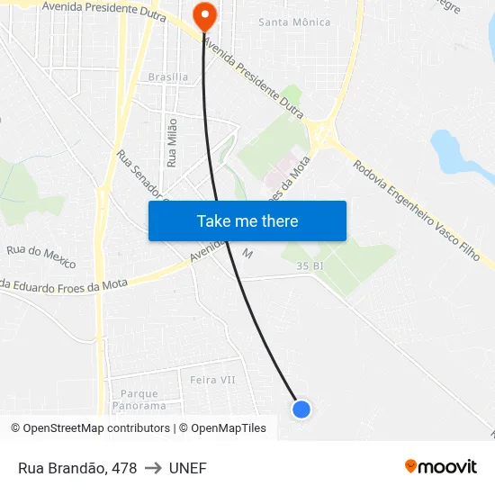 Rua Brandão, 478 to UNEF map