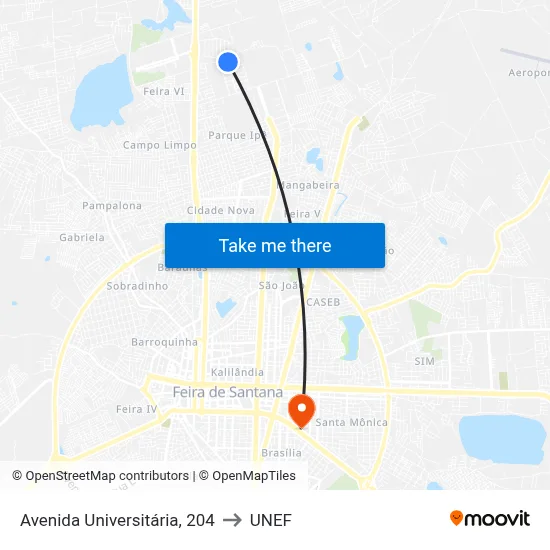 Avenida Universitária, 204 to UNEF map