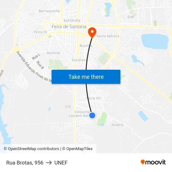 Rua Brotas, 956 to UNEF map