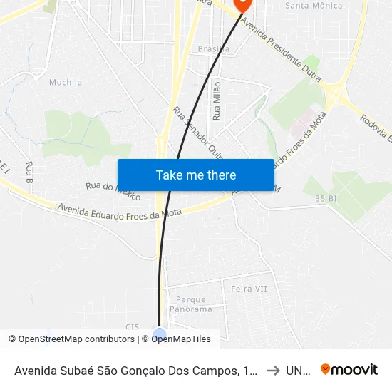 Avenida Subaé São Gonçalo Dos Campos, 1340 to UNEF map