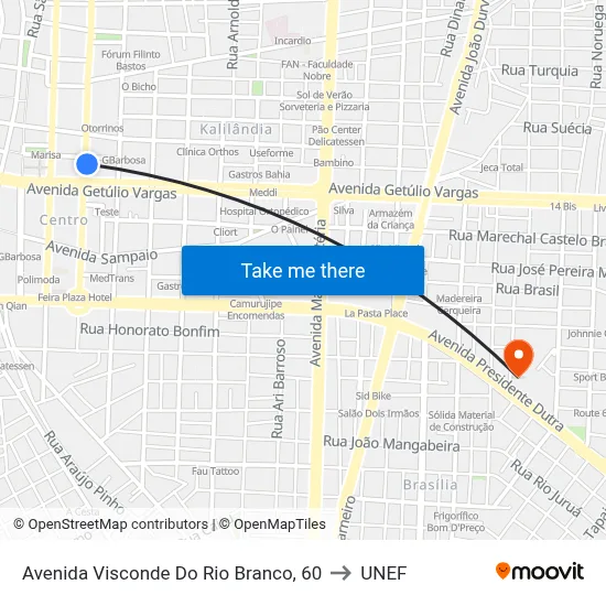 Avenida Visconde Do Rio Branco, 60 to UNEF map