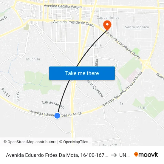 Avenida Eduardo Fróes Da Mota, 16400-16736 to UNEF map