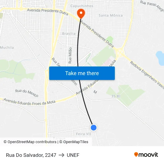 Rua Do Salvador, 2247 to UNEF map