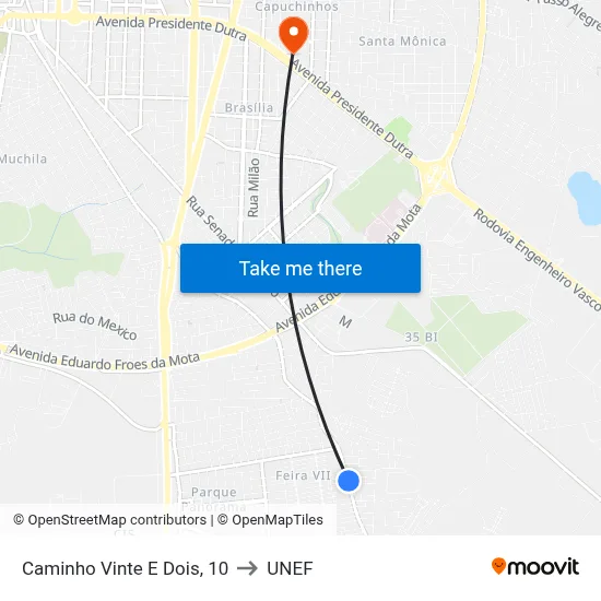 Caminho Vinte E Dois, 10 to UNEF map