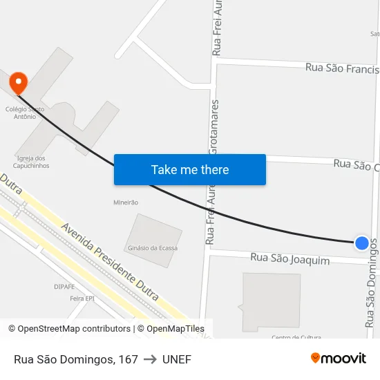 Rua São Domingos, 167 to UNEF map