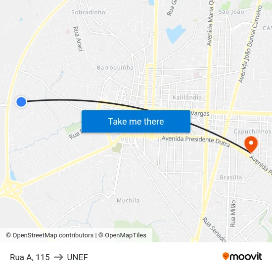 Rua A, 115 to UNEF map