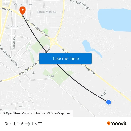 Rua J, 116 to UNEF map