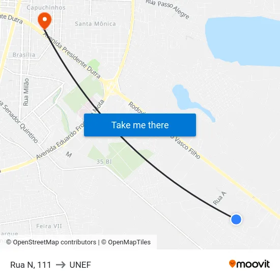 Rua N, 111 to UNEF map