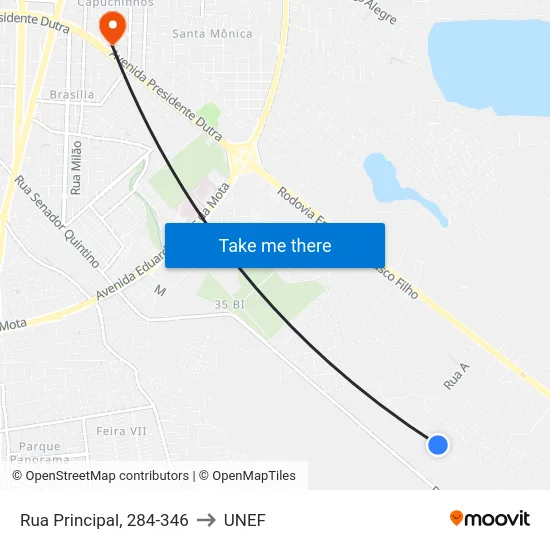 Rua Principal, 284-346 to UNEF map