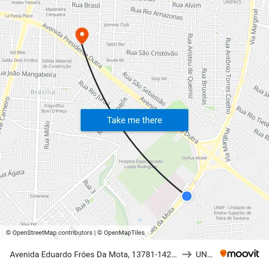 Avenida Eduardo Fróes Da Mota, 13781-14221 to UNEF map