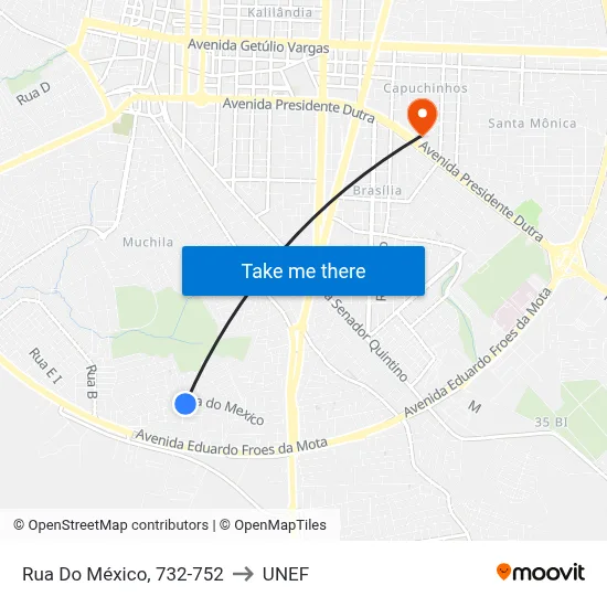 Rua Do México, 732-752 to UNEF map