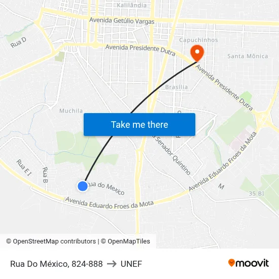Rua Do México, 824-888 to UNEF map