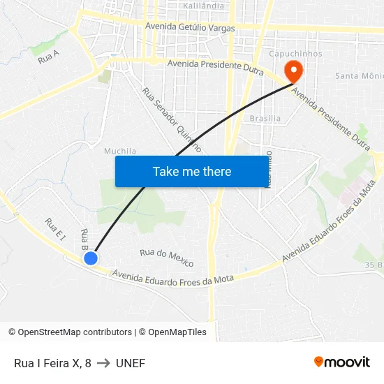 Rua I Feira X, 8 to UNEF map