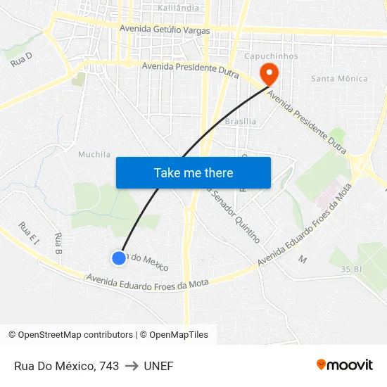 Rua Do México, 743 to UNEF map