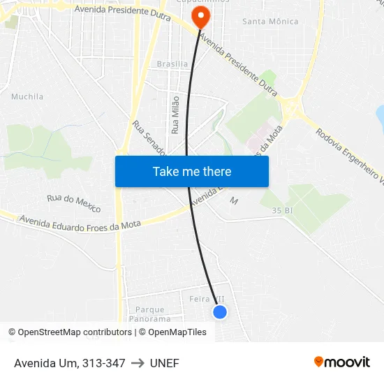 Avenida Um, 313-347 to UNEF map