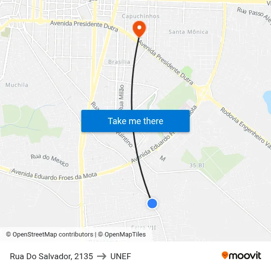 Rua Do Salvador, 2135 to UNEF map