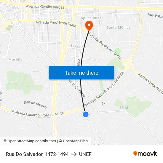 Rua Do Salvador, 1472-1494 to UNEF map