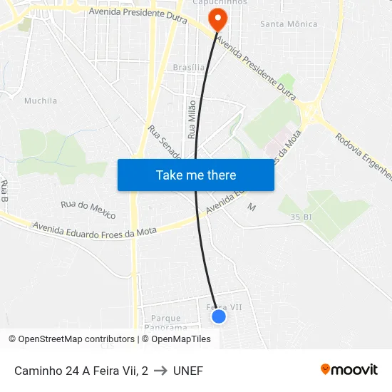 Caminho 24 A Feira Vii, 2 to UNEF map